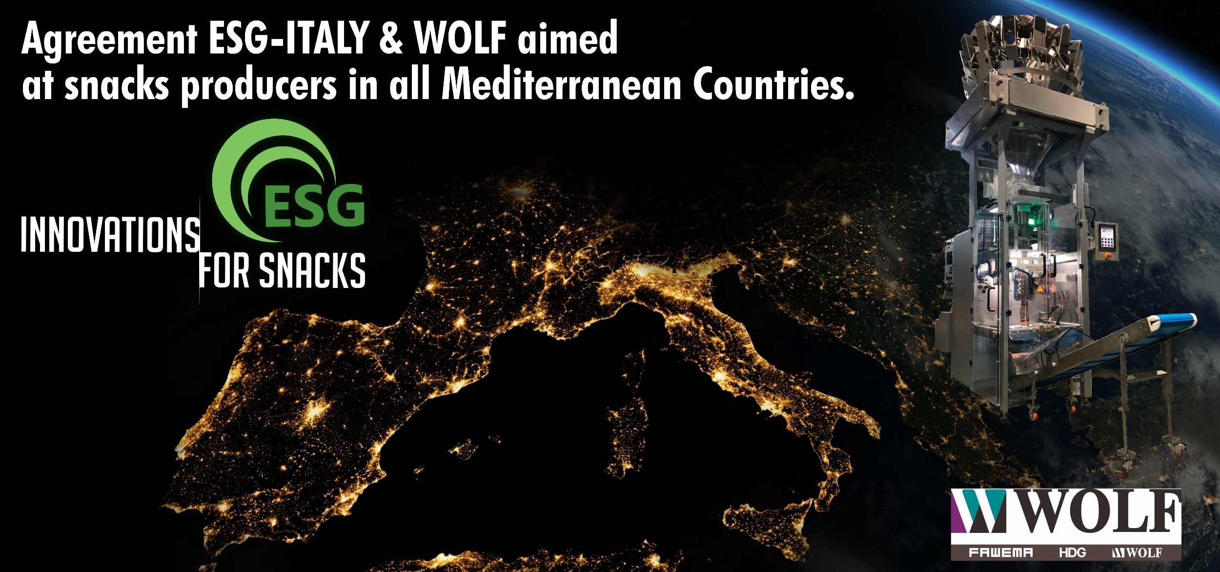 Accordo ESG-ITALY & WOLF rivolto a produttori di snacks in tutti i Paesi del Mediterraneo.